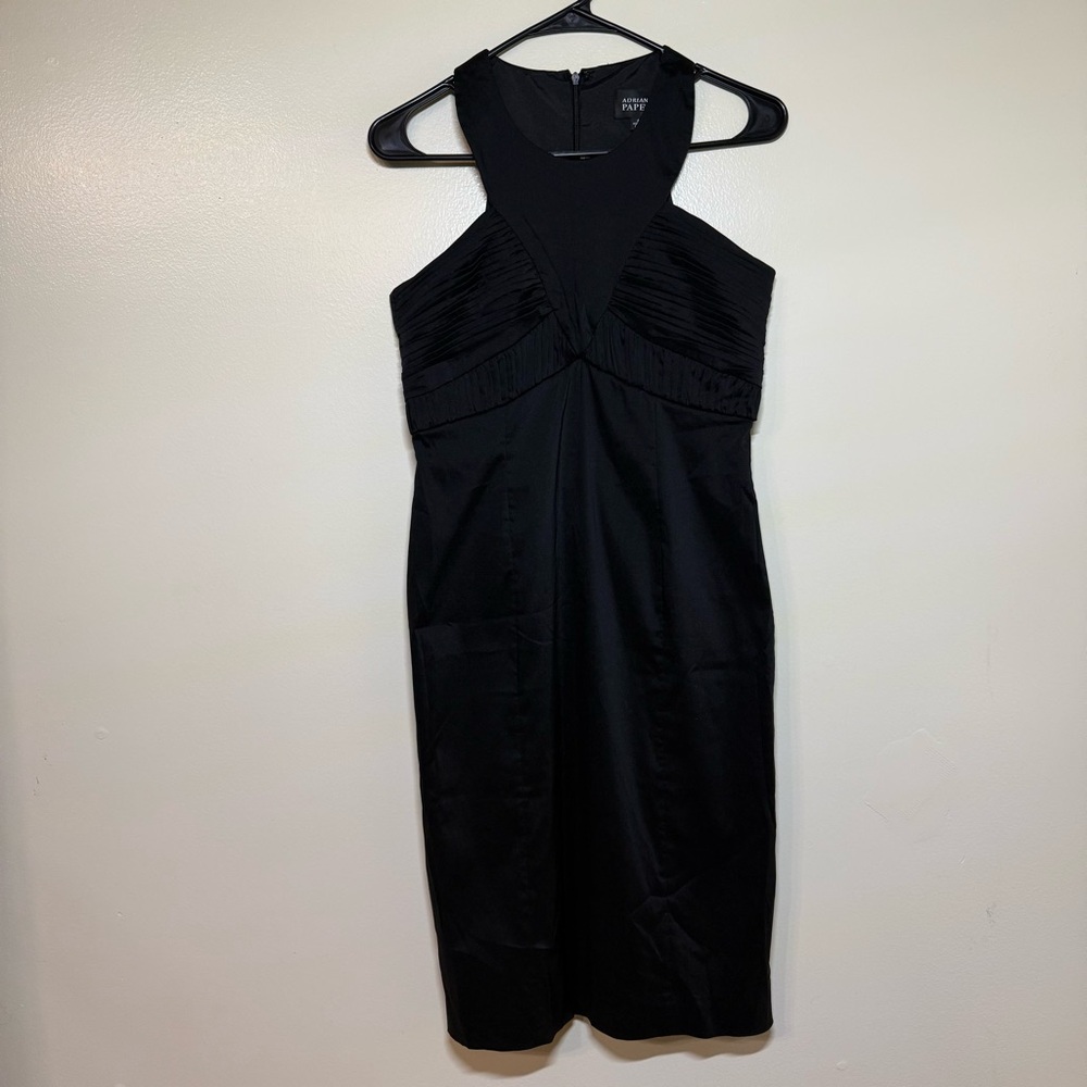 Adrianna Papell Black Halter Formal Midi Dress